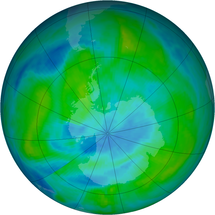 Antarctic ozone map for 08 March 1981